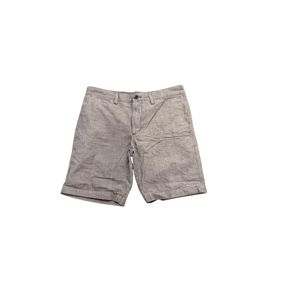 Banana Republic Aiden Short Mens 32 Grey Cotton Chambray Slim Fit Casual Shorts